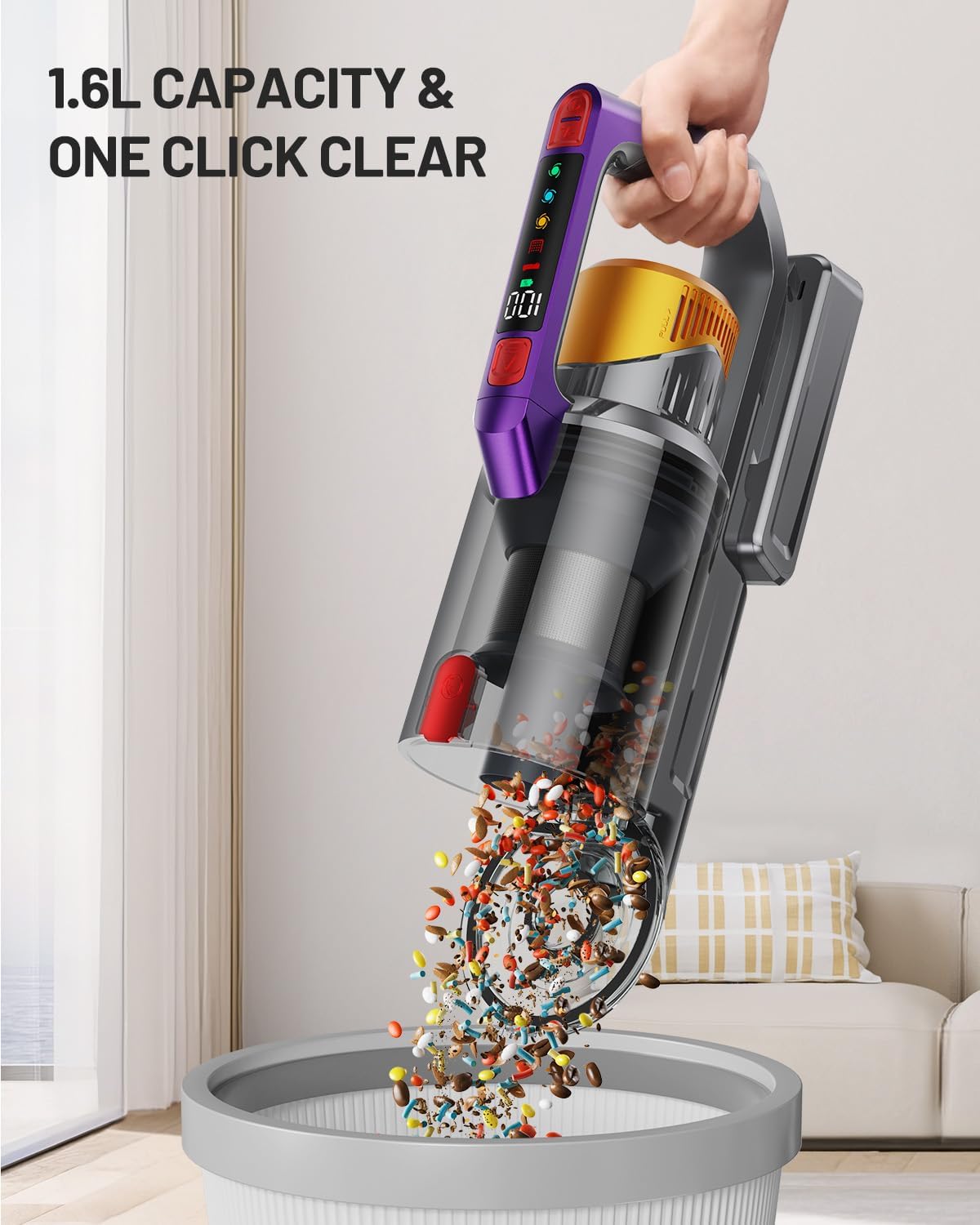 Cordless Vacuum Cleaner, 550W/45KPA Self-Standing Vacuum Cleaners for Home, Max 60Mins Anti-Tangle Stick Vacuum with Aromatherapy, Dual-Handheld Lightweight Vacuum for Pet Hair, Carpets, Hardwood